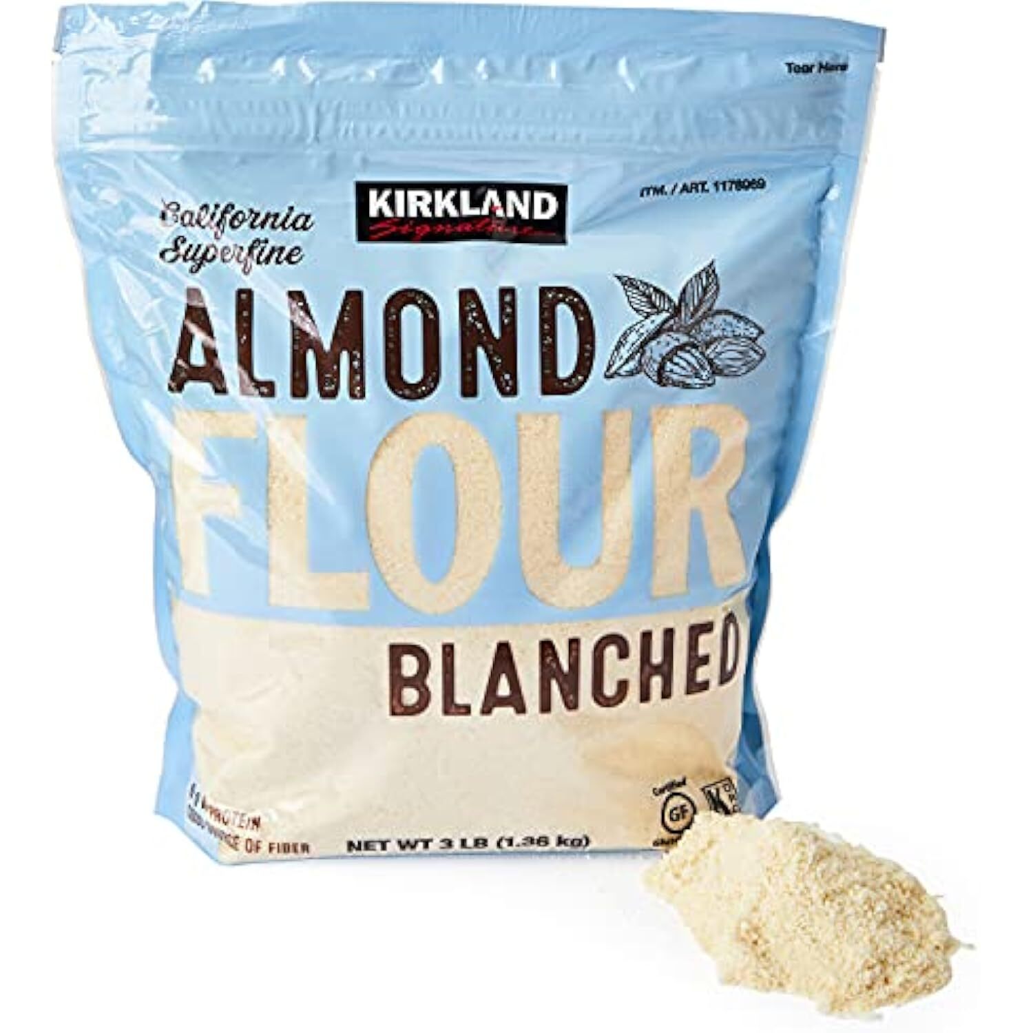 Kirkland Signature Almond Flour Blanched California Superfine, 3 Pound (Pack of