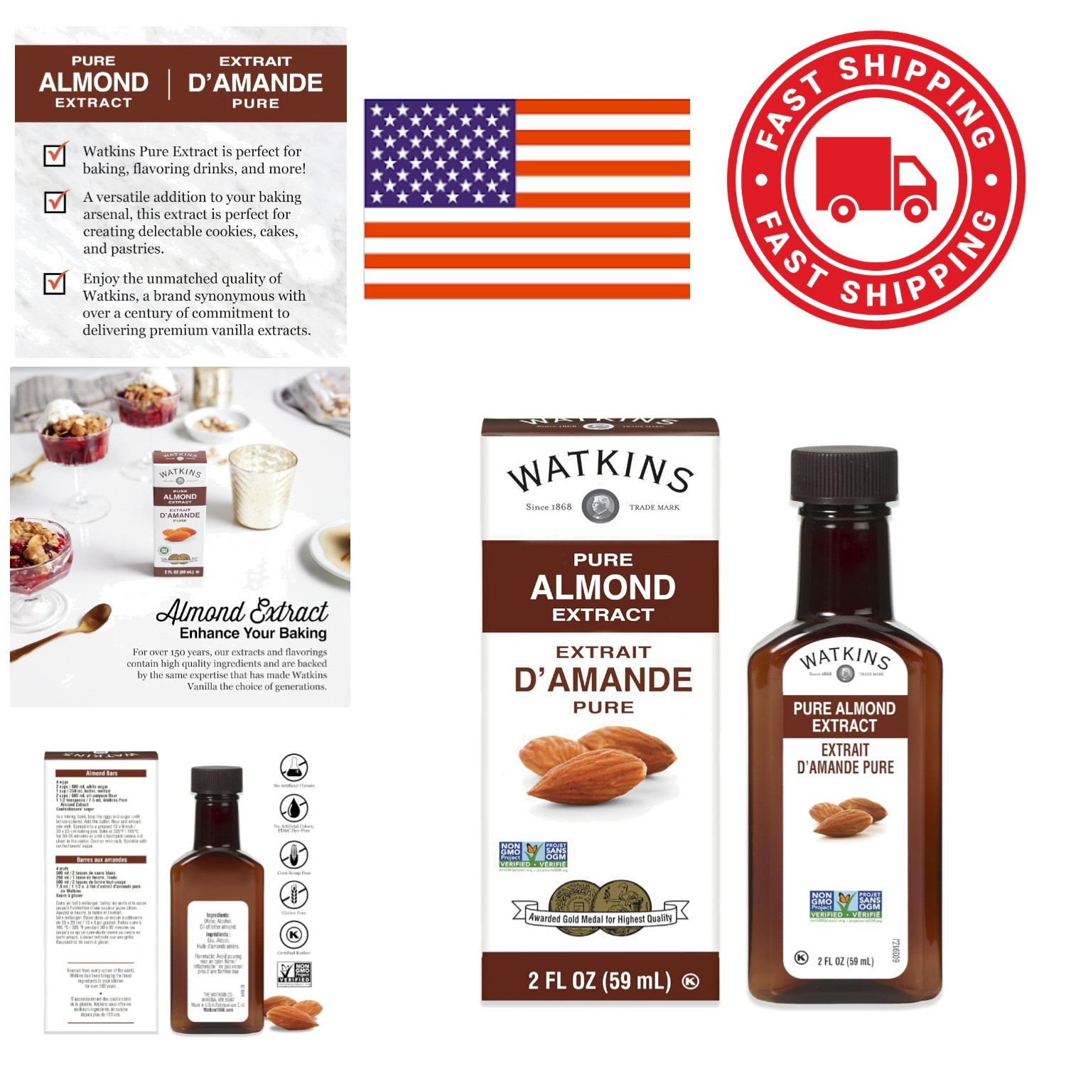 Natural Almond Extract 2 Fl Oz Perfect for Flavoring Drinks and Desserts