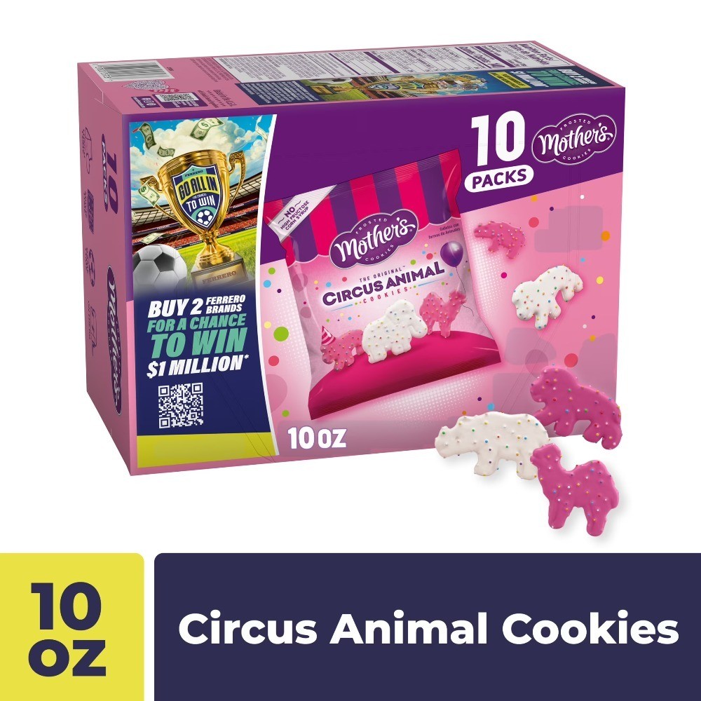 Mother’s Original Circus Animal, Frosted Animal Cookies with Rainbow Sprinkles,