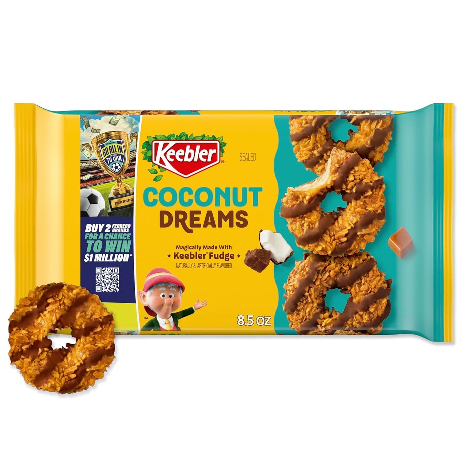 Keebler Coconut Dreams, Coconut and Caramel Cookies Coated in Keebler Fudge, 8.5