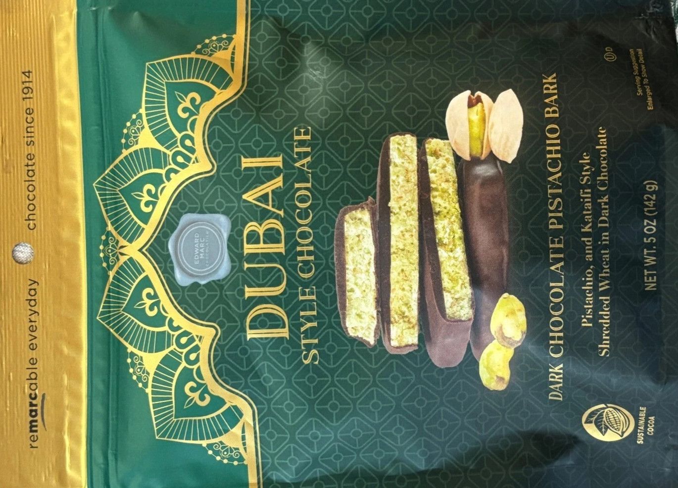 Edward M. DUBAI Dark Chocolate Bark Pistachio Kataifi BB 02/11/2027 5 oz. 1bag