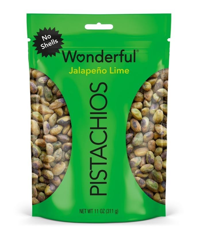 Wonderful Pistachios, No Shells Jalapeño Lime Nuts, 11 Ounce Bag,New