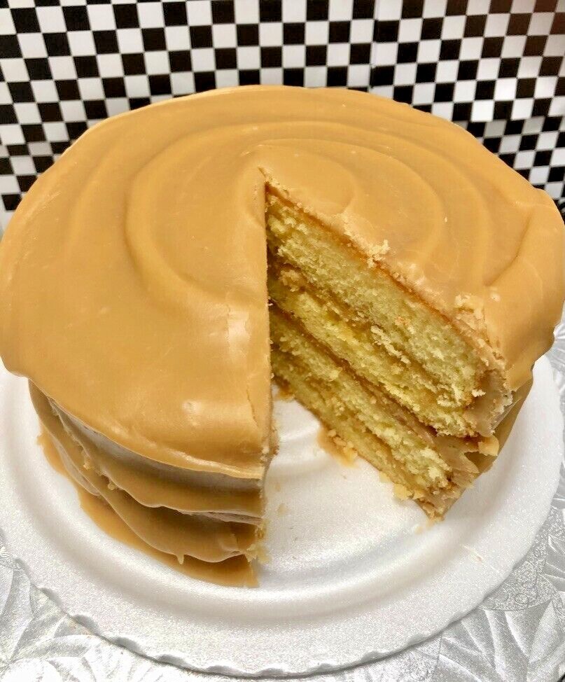 Old fashioned Caramel Fudge Cake with 4 Rich & Moist Yellow Layers/ Handmade!
