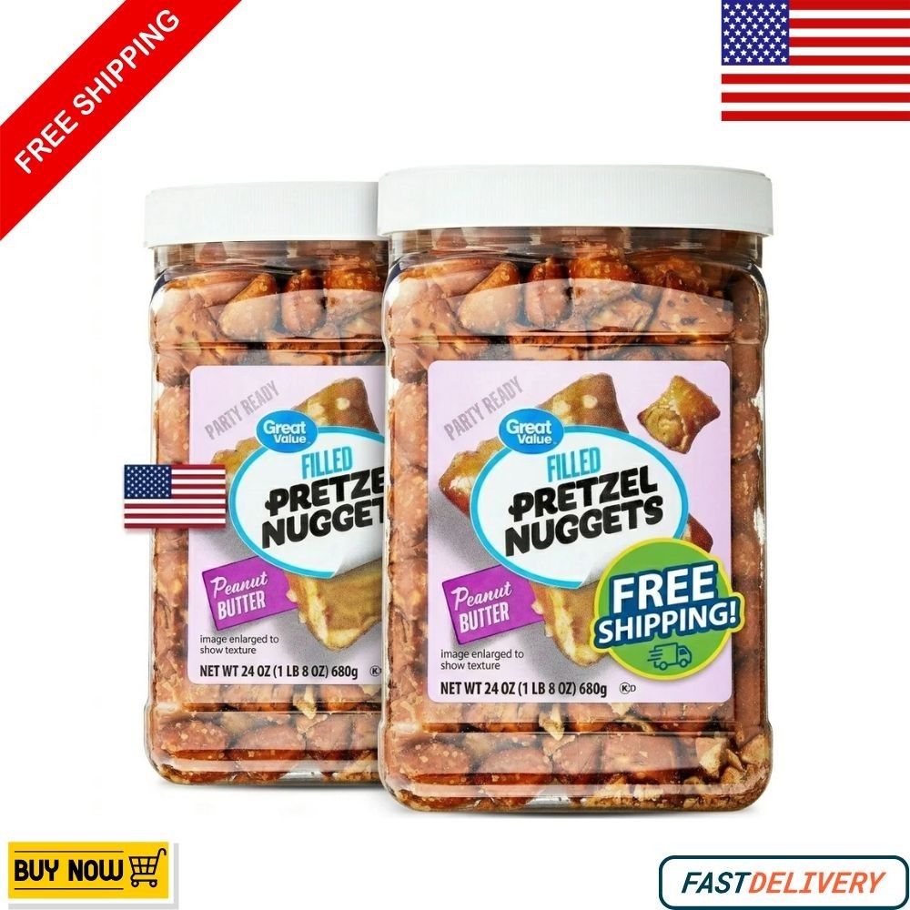 Great Value Peanut Butter Filled Pretzels | 24 oz Resealable Snack Tub