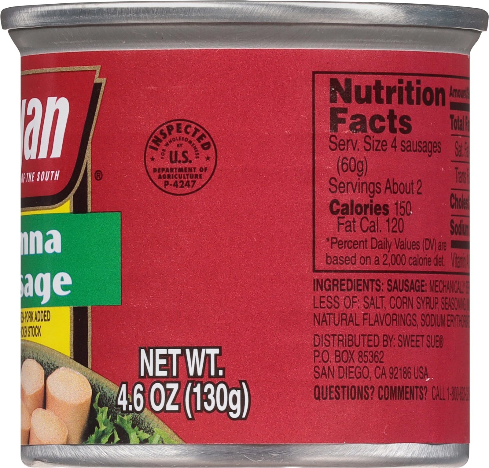 BRYAN Vienna Sausage 🌭4.6 Ounce Pull-Top Can (Pack of 5)
