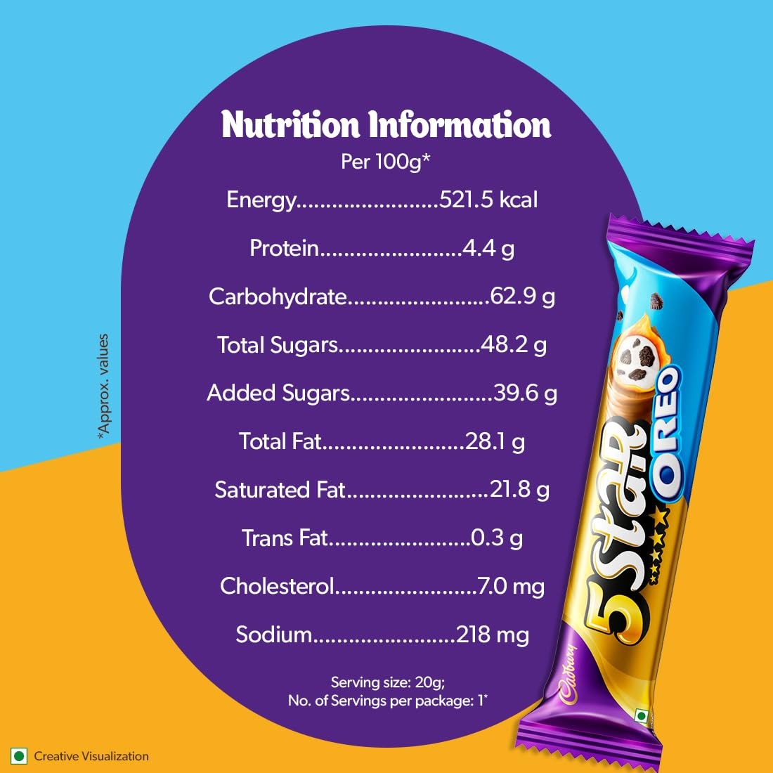 Cadbury 5 Star Oreo Chocolate Filled Bar 40g (Pack OF 10)