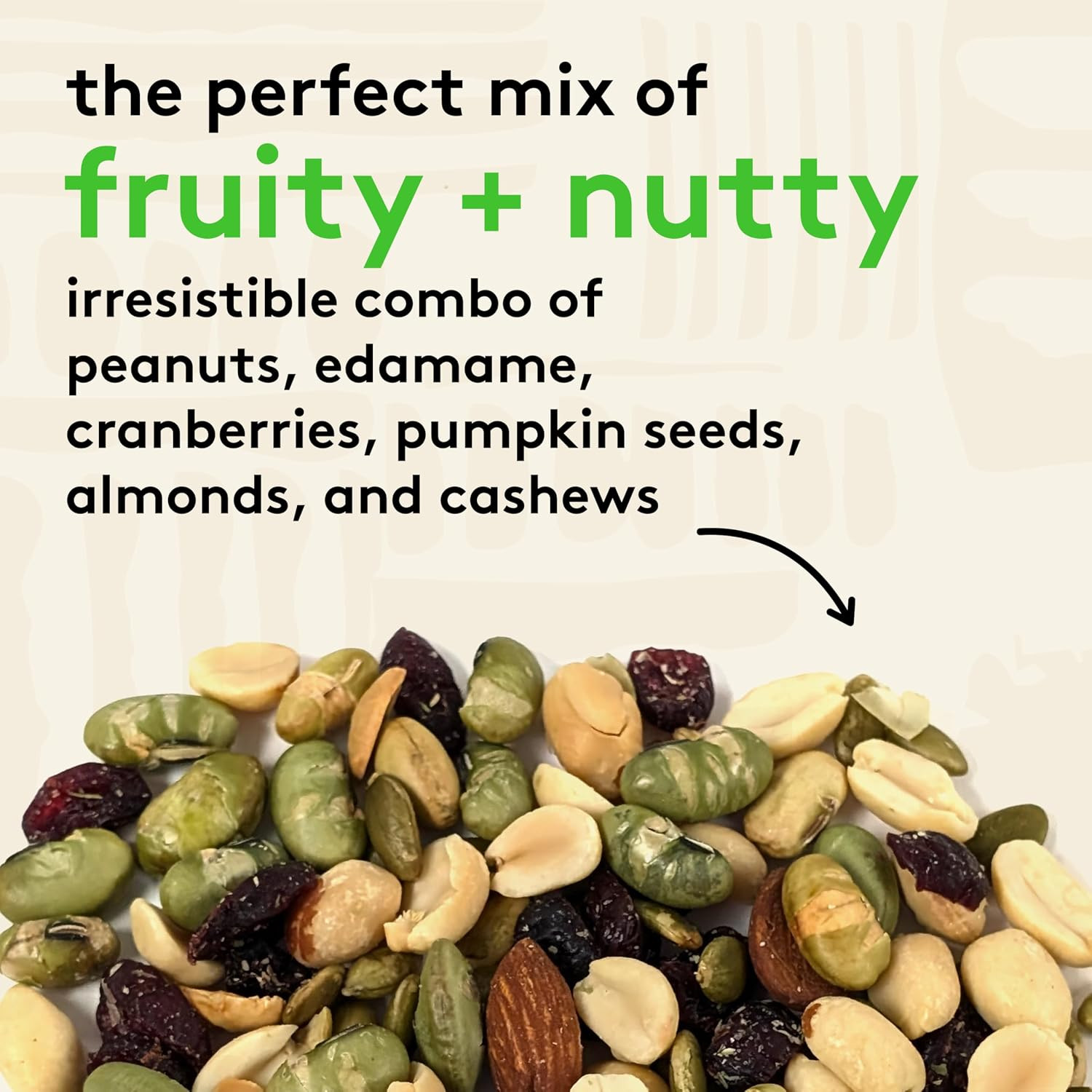 Protein Power Snack Mix with Peanuts, Roasted Edamame, Dried Cranberries, Pumpki