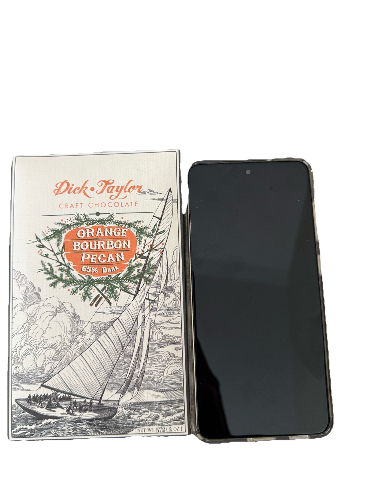 Dick Taylor Orange Bourbon Pecan 65% Dark Chocolate Craft Gourmet Belize 2 Oz