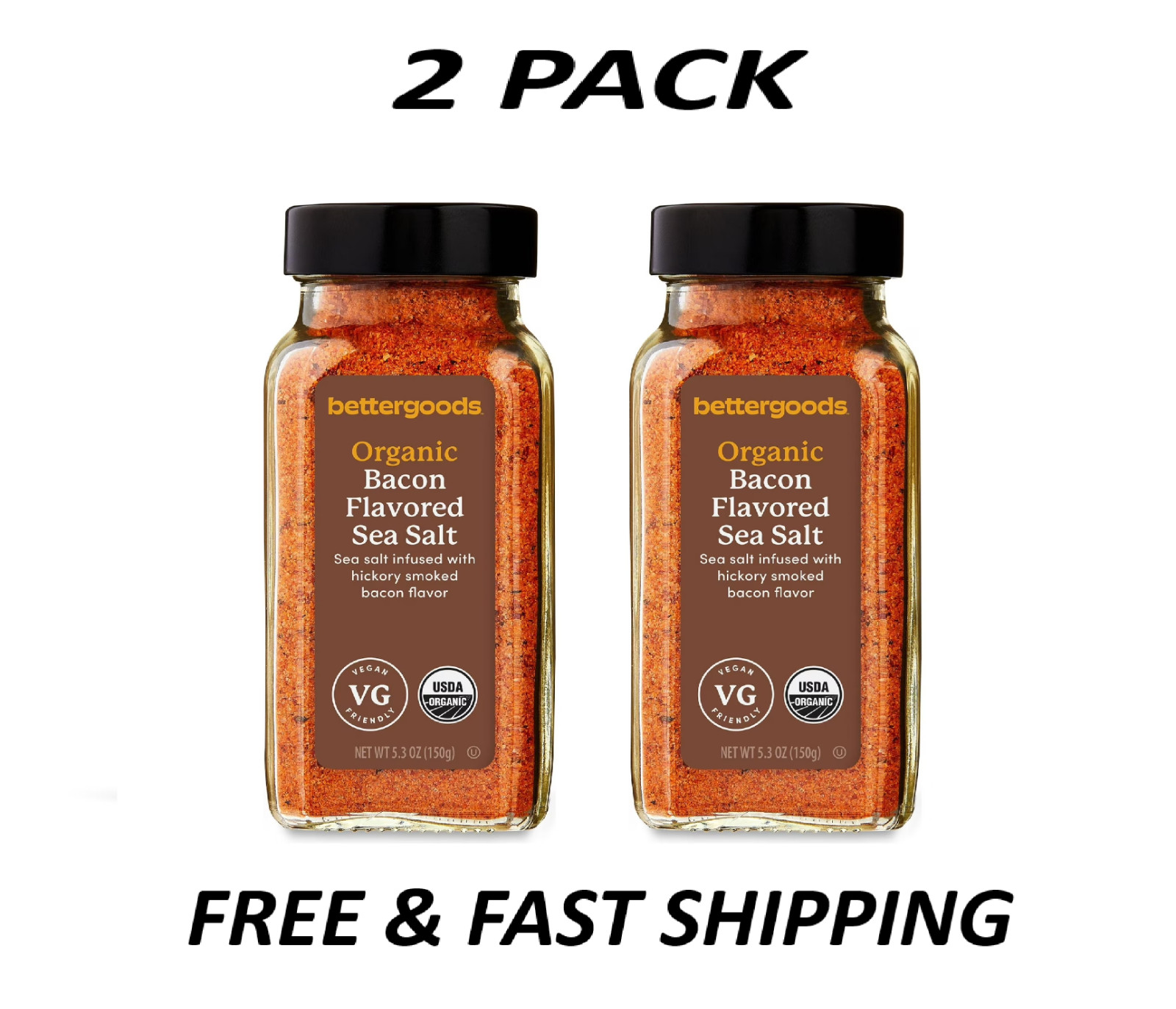 (2 pack) bettergoods Organic Bacon Flavored Sea Salt, 5.3 oz.