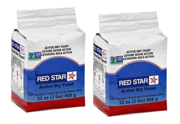 2 Pack Red Star Active Dry Yeast Non GMO 32oz /ea,  Exp 05/2025