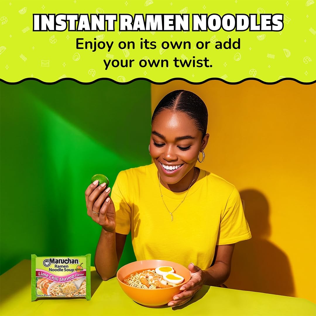Maruchan Lime Chili Shrimp Instant Ramen Noodle Soup 72 Ounce Japanese Style