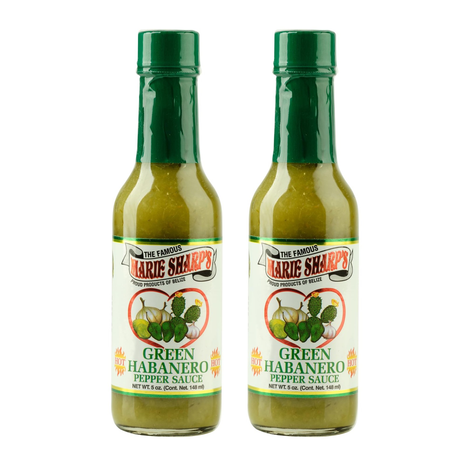 Marie Sharp’s Green Habanero Hot Pepper Sauce, 5 Oz 5 Fl (Pack of 2)