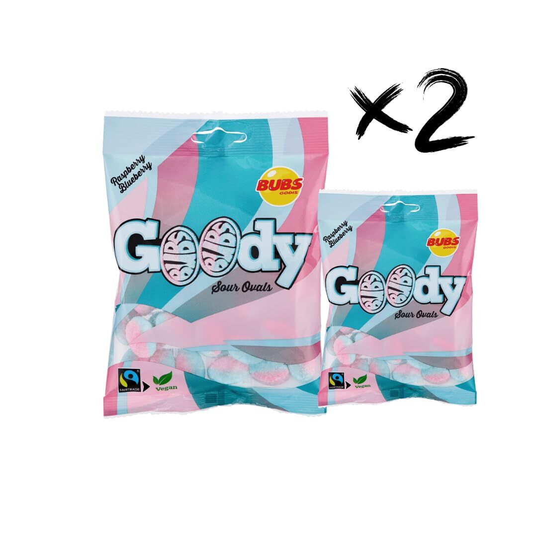 Bubs Raspberry Caramel Sour Candy 2 Pack Fairtrade 90g Blueberry Flavor