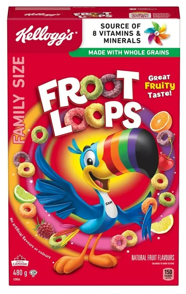 Kellogg’s Canadian Froot Loops Breakfast Cereal, Family Size, 480g