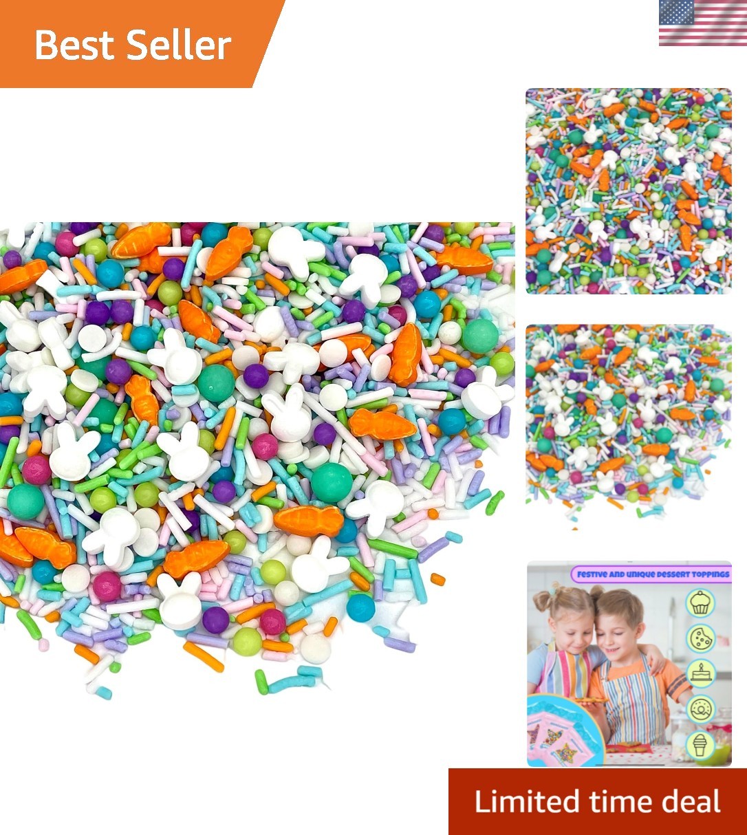 Pastel Easter Edible Sprinkles – Metallic Mix for Cake & Cupcake Decoration
