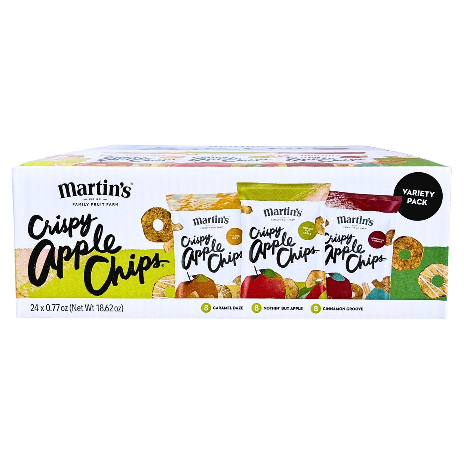 Martin’s Crispy Apple Fruit Chips, Snack Size, Variety Pack, 0.77 oz, 24-count