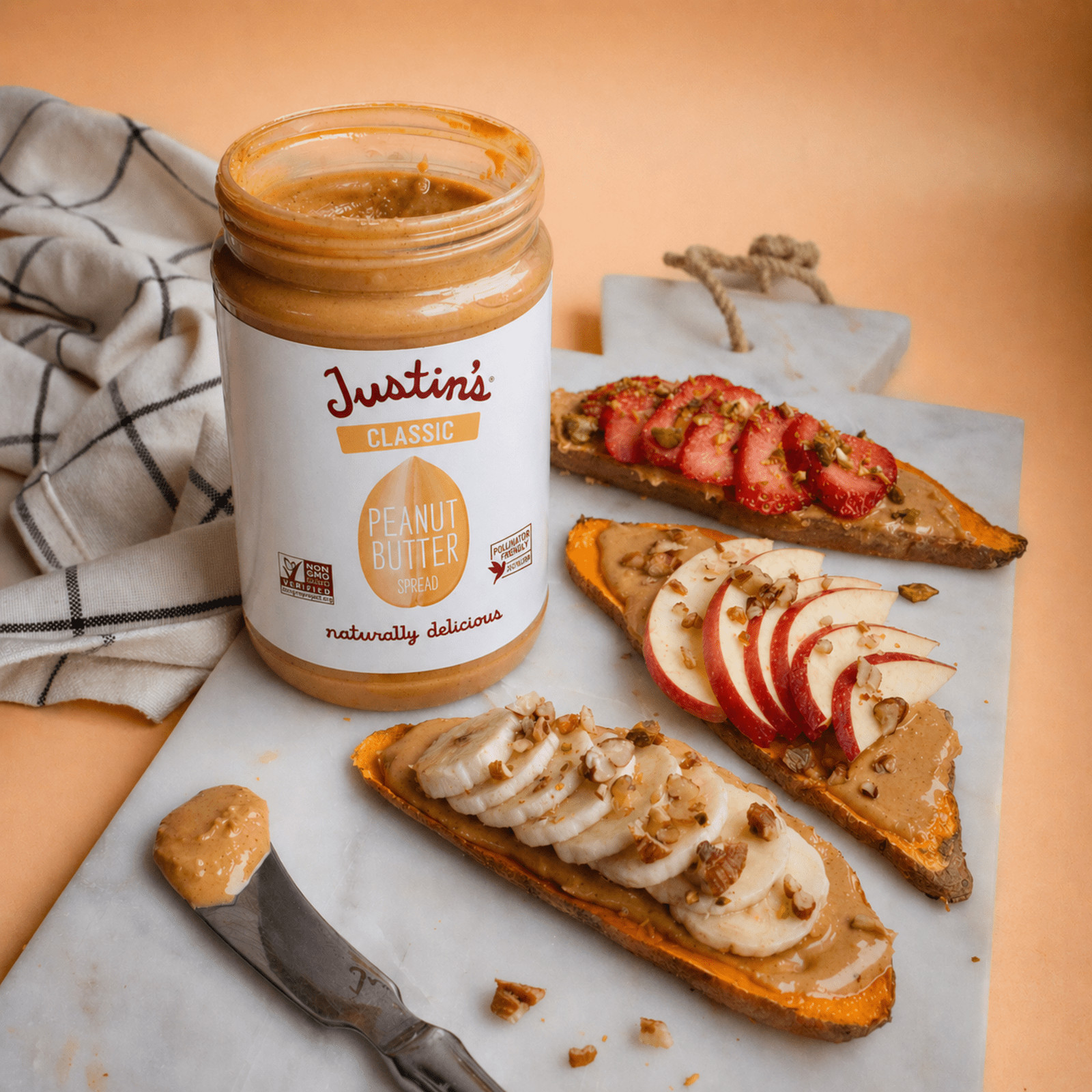 JUSTINS No Stir, Gluten-Free, Honey Peanut Butter, 28 oz Jar
