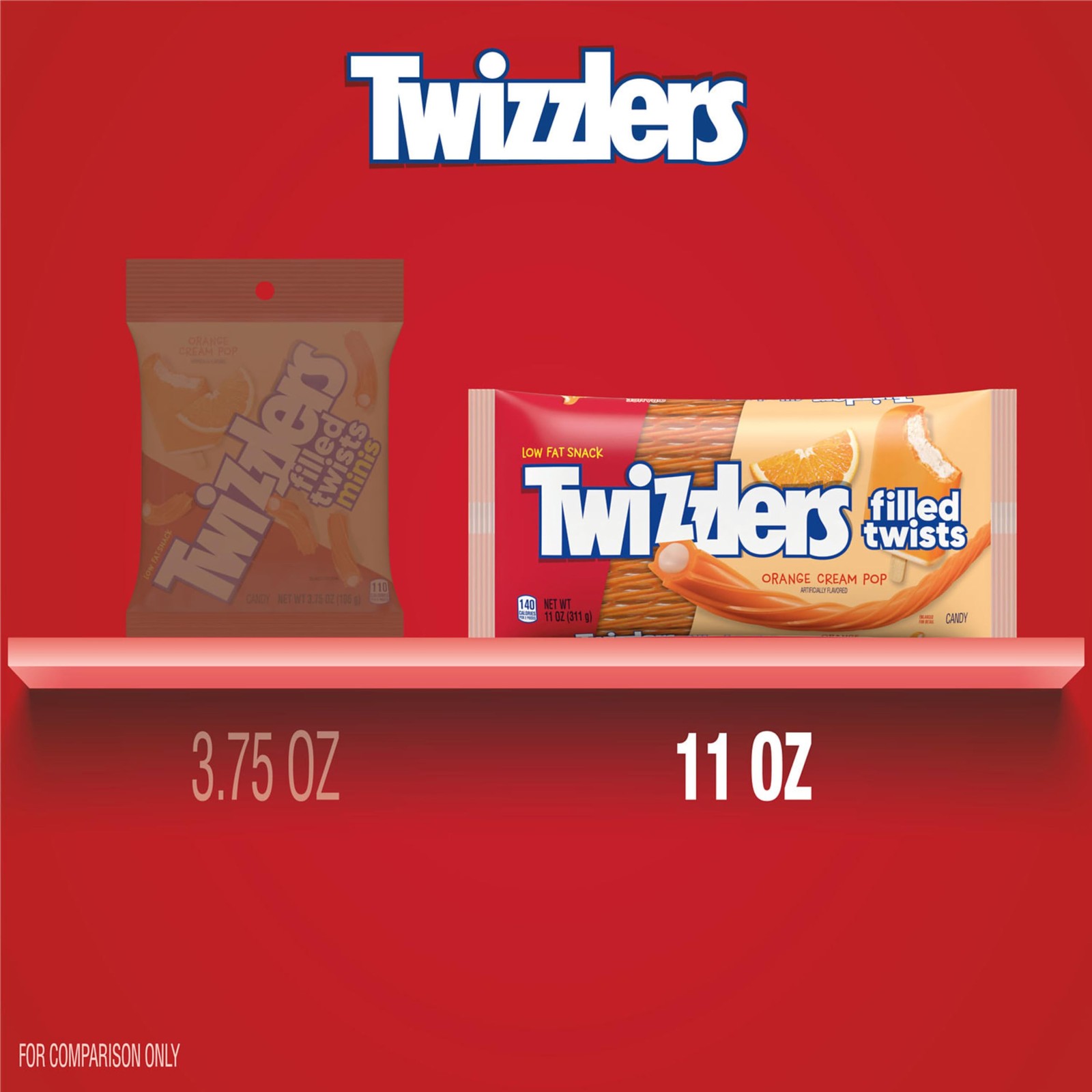 TWIZZLERS Filled Twists Orange Cream Pop Candy Bags, 11 oz (12 Count)