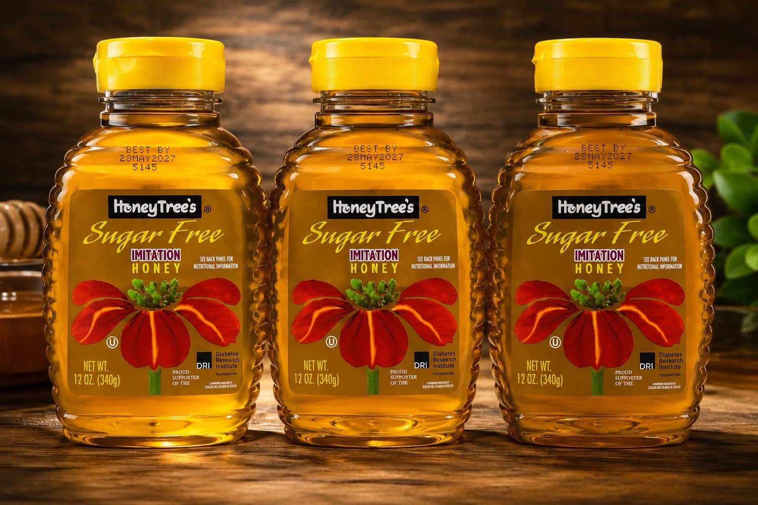 3 Pack HoneyTree’s Sugar Free Imitation Honey 12 Oz Diabetic Friendly Kosher USA