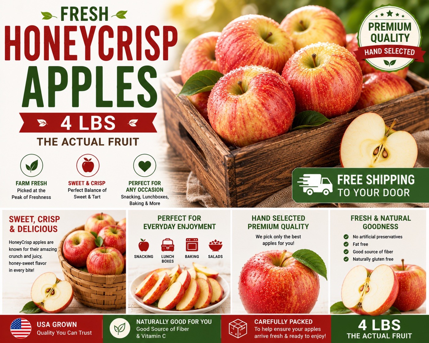 Fresh HoneyCrisp Apples (4 LBS)