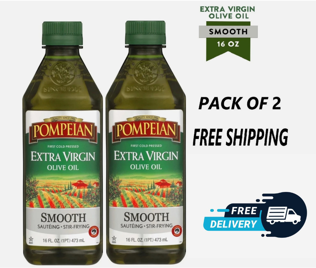 Pompeian Smooth Extra Virgin Olive Oil – 16 fl oz (Pack of 2)