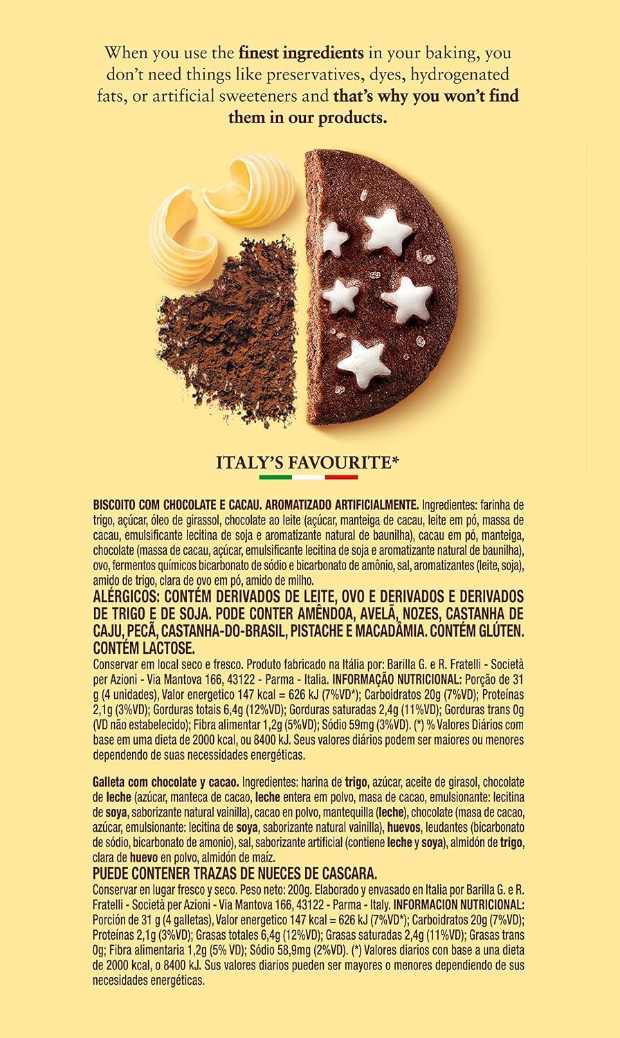 Pan di Stelle Cocoa Biscuits with Sugar Stars, 7.05 oz – Italian Quality Choc…