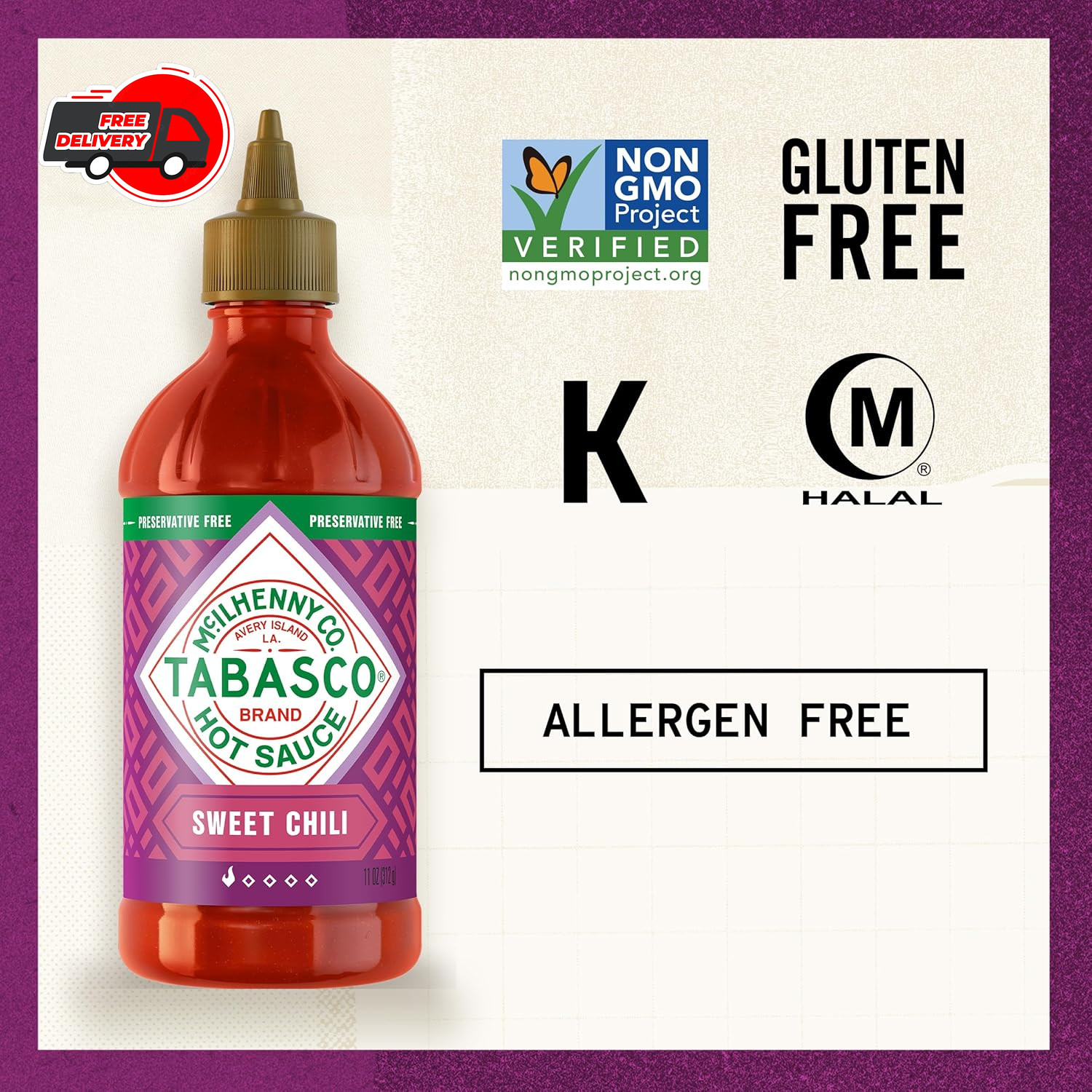 TABASCO® Sweet & Spicy Sauce – Mild Heat, Easy Squeeze Bottle, 11oz
