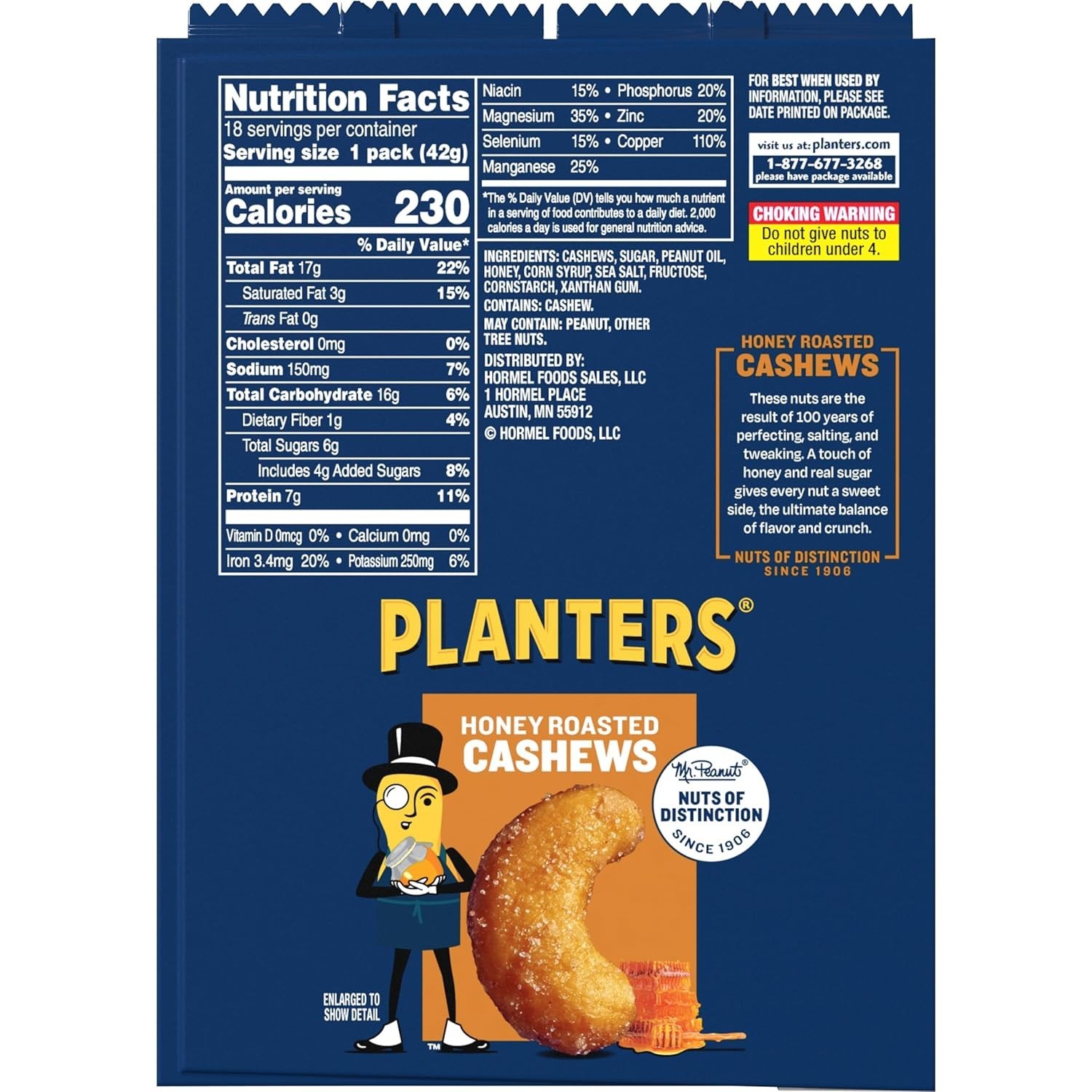 Honey Roasted & Salted Cashews – 1.5 Ounce Pack of 18 for On-the-Go Indulgence