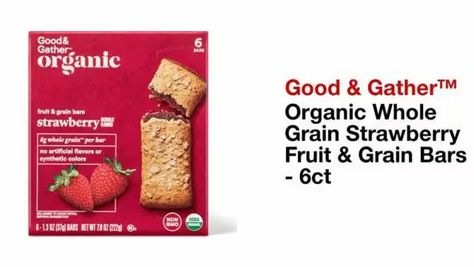 «Organic Whole Grain Strawberry Fruit & Grain Bars – 6ct – Good & Gather™