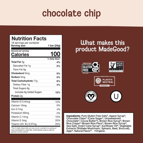 Chocolate Chip Granola Protein Bars Value Pack – 15.3oz/18ct