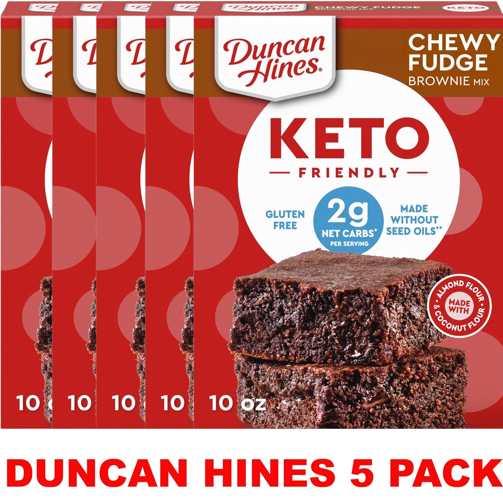 Duncan Hines CHEWY FUDGE BROWNIE KETO FRIENDLY Baking Mix 10 Oz Box – 5 PACK