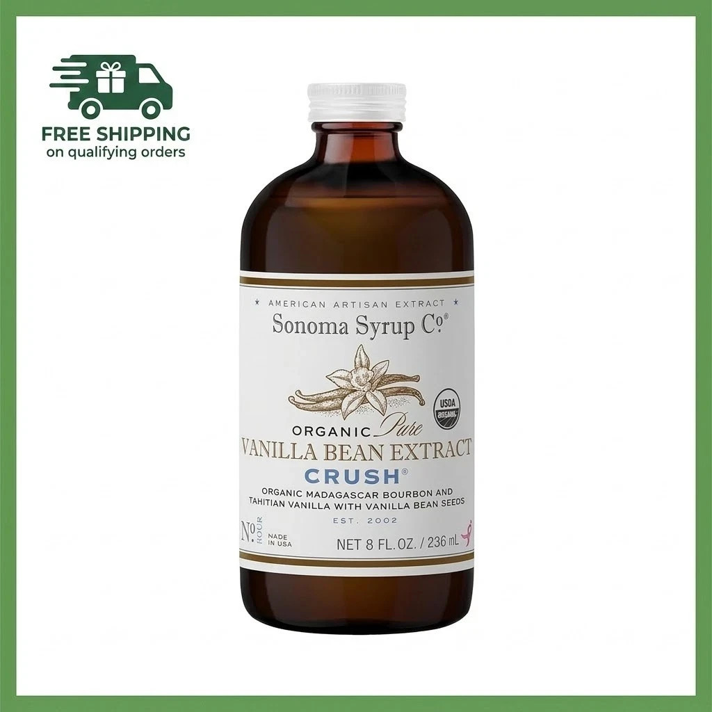 Sonoma Syrup Co Organic Pure Vanilla Bean Extract «Crush», 8 oz free shipping