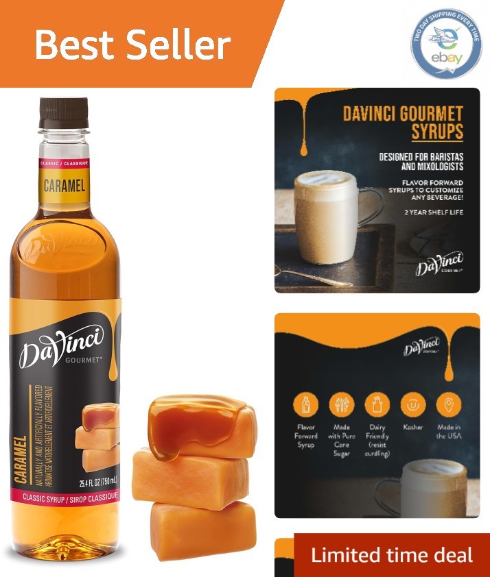 Authentic 25.4 Fl Oz Caramel Syrup – Small Batch Crafted for Exceptional Flavor