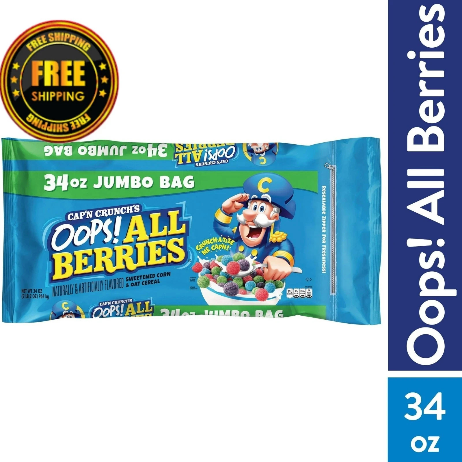 Cap’n Crunch Oops! All Berries Breakfast Cereal (34 oz)