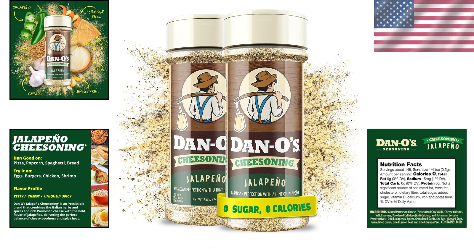 Jalapeño Cheesoning Spice Blend – Flavorful Italian Herbs, 2 Pack 2.6oz Bottles