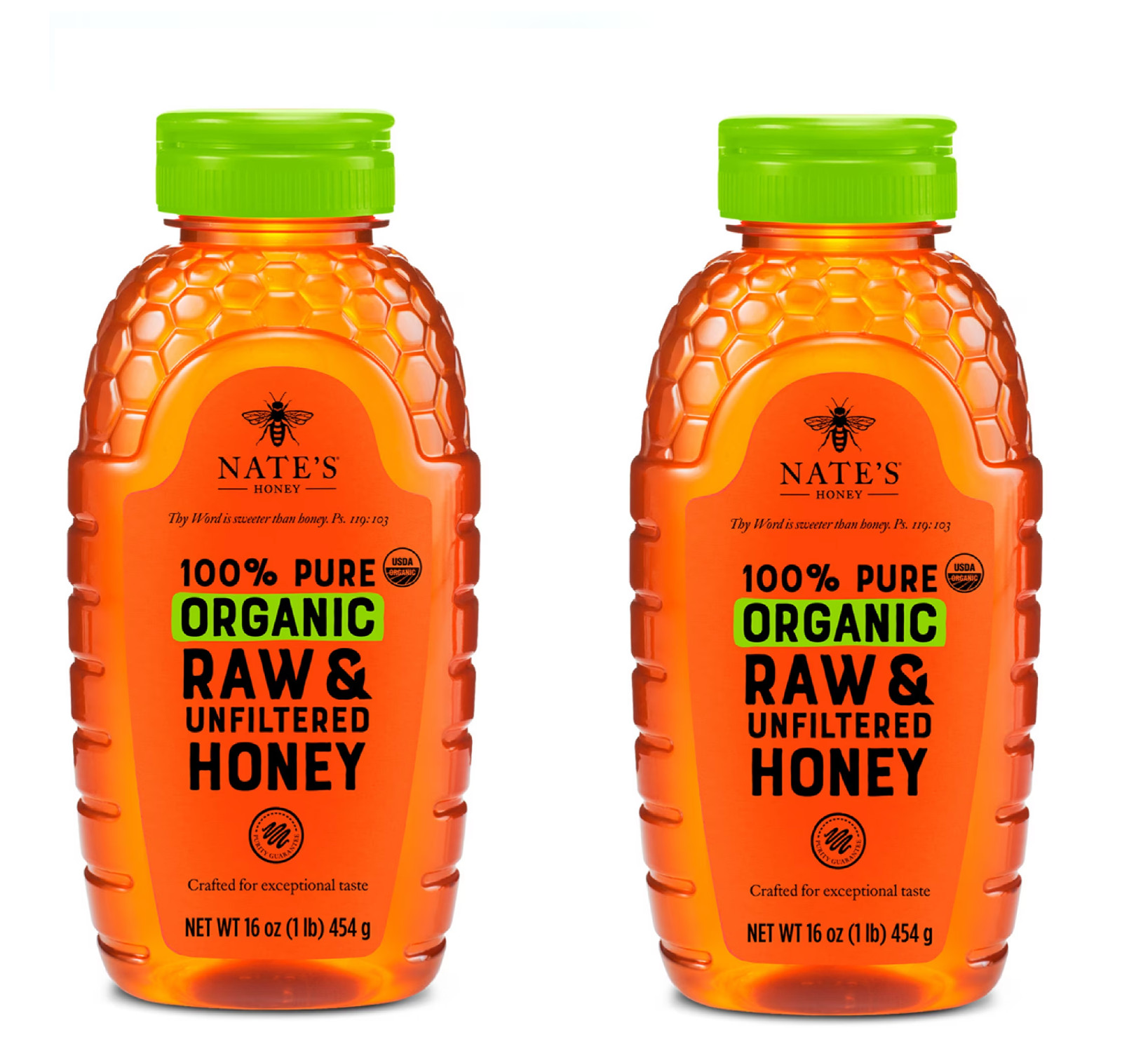 Nature Nate’s Organic Honey: 100% Pure, Raw and Unfiltered Honey – 16 fl oz (2pk