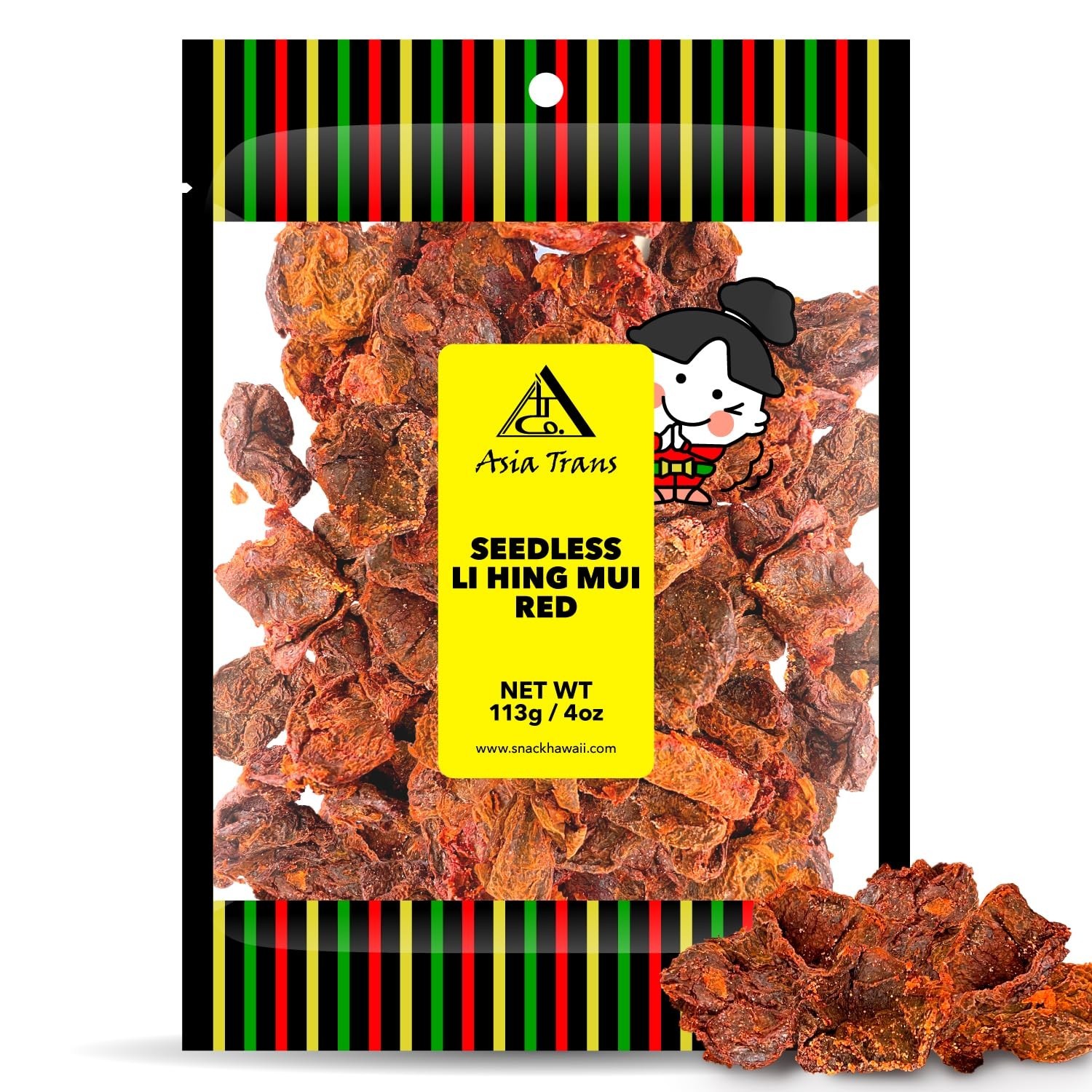Seedless Red Li Hing Mui Crack Seed Plums | Sweet & Salty Dried Asian Candy