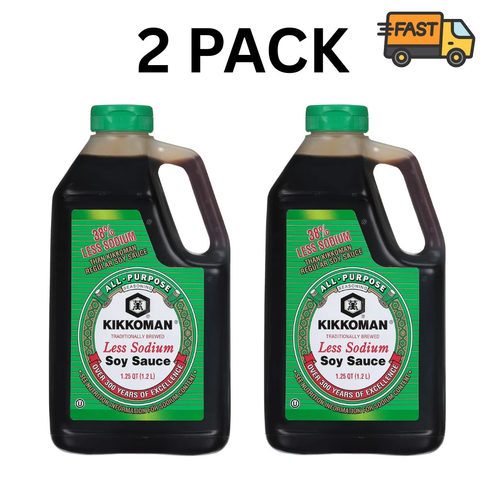 Kikkoman Less Sodium Soy Sauce 40 oz Bottles 2 Pack Free Shipping
