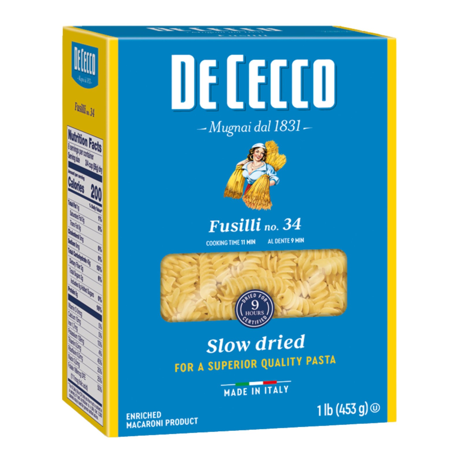 De Cecco Fusilli No. 34 Pasta, 16 Oz, Authentic, Slow 16 Ounce (Pack of 1)