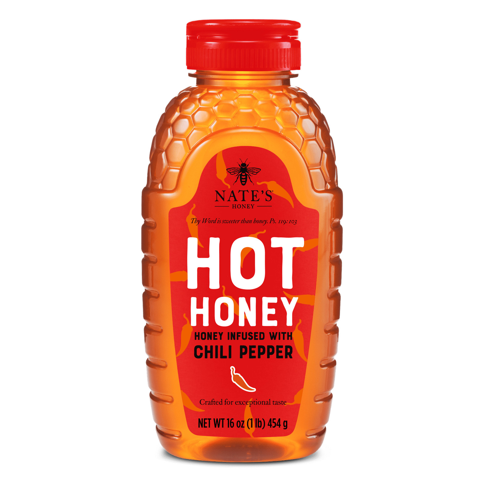 Nature Nate’s Hot Honey 100% Pure Honey & Habanero chili Pepper Flakes 16 fl oz