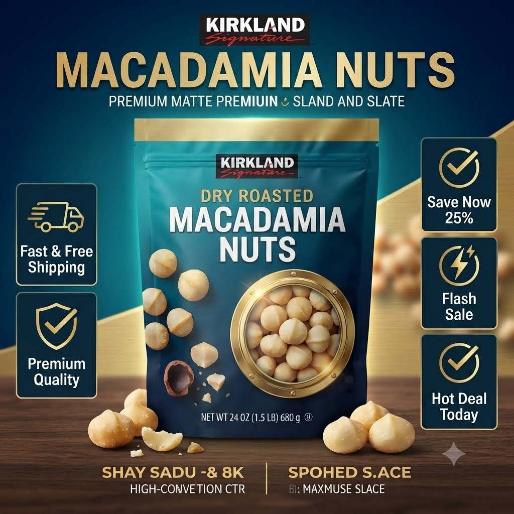 Kirkland Signature Dry Roasted Macadamia Nuts 1.5 lb Snack Bulk Jar