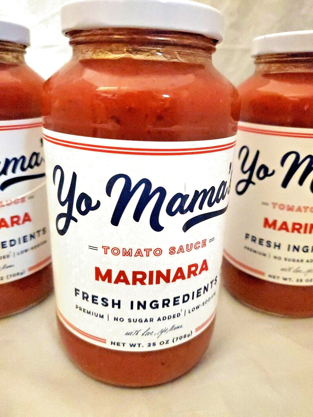 Yo Mama’s Marinara Pasta Sauce (25 oz 3 pk) Low-Sodium No Sugar Added 07-2026