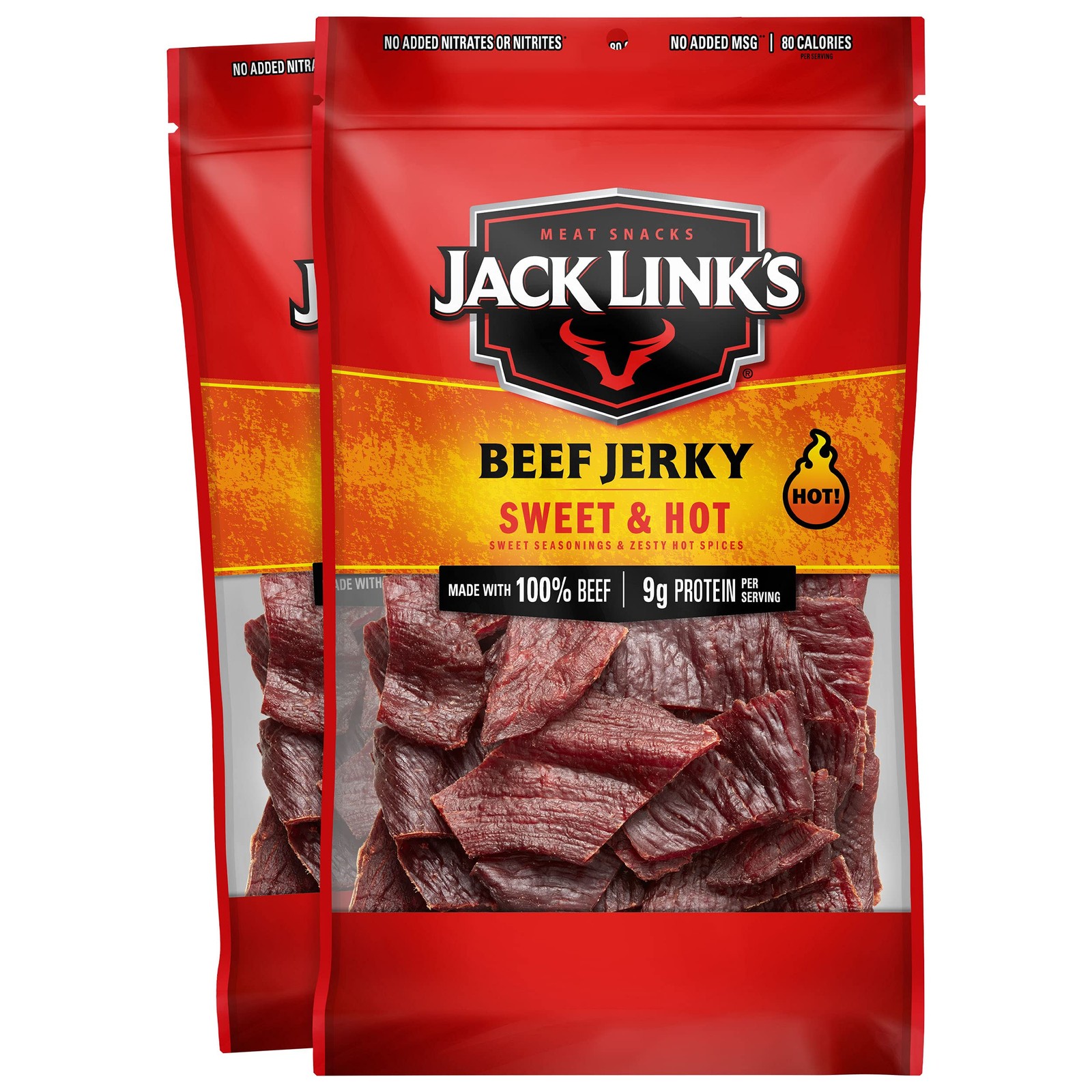 Jack Link’s Beef Jerky, Sweet & Hot – Spicy Everyday Snack, 9g of Protein and 80
