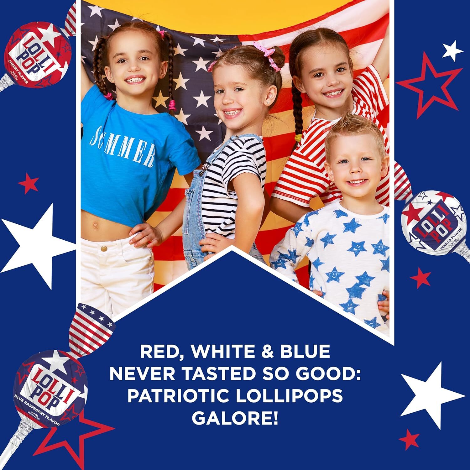 Patriotic Candy Lollipops, Independence Day, July 4th Suckers, 6-Pound Box