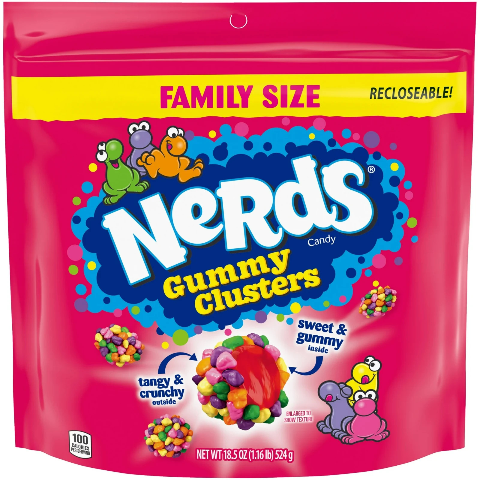 NERDS gummy clusters,candy, rainbow,crunchy and gummy, 18.5 oz bag…