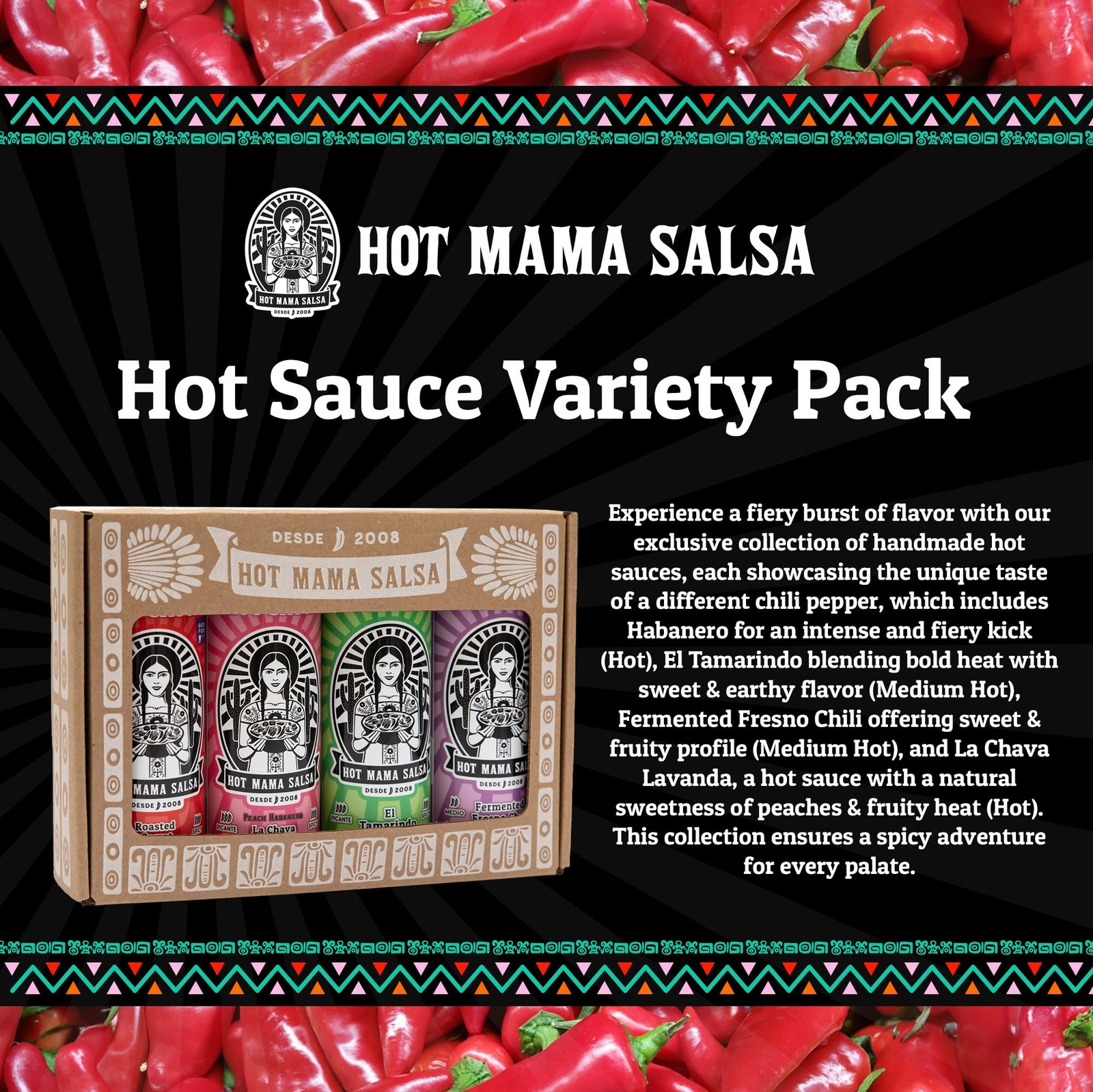 Hot Mama Salsa Variety Pack – A Collection of Chili Hot Sauce with Natural In…