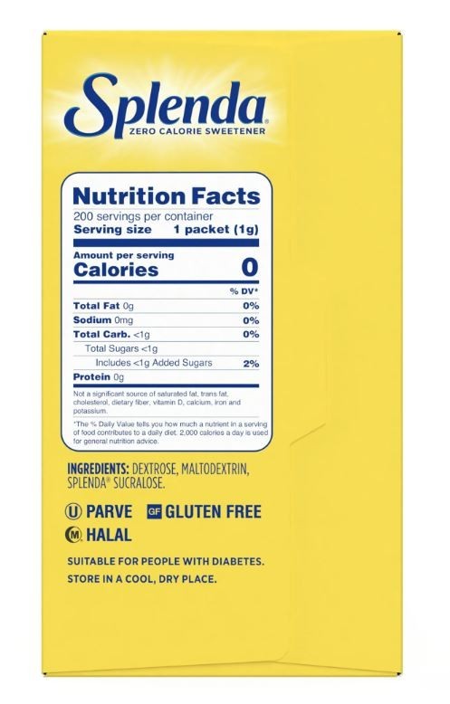 SPLENDA Zero Calorie Sweetener 200 Count Packets 7 oz Box
