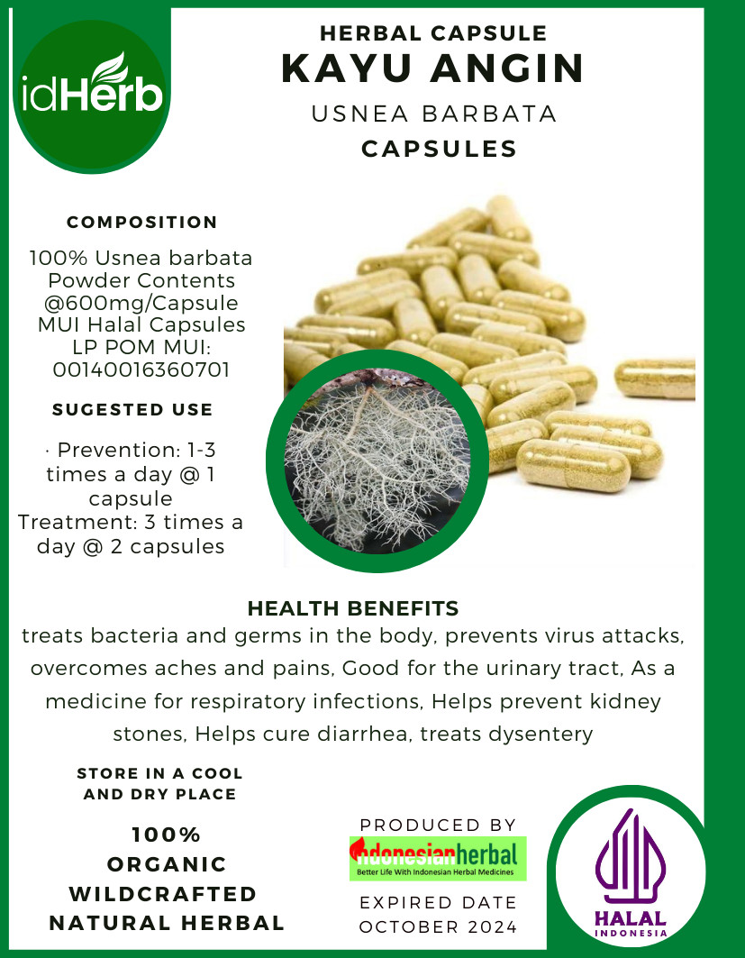 {idHerb} CAPSULE KAYU ANGIN – USNEA BARBATA NATURAL ORGANIC HERBAL FRESH