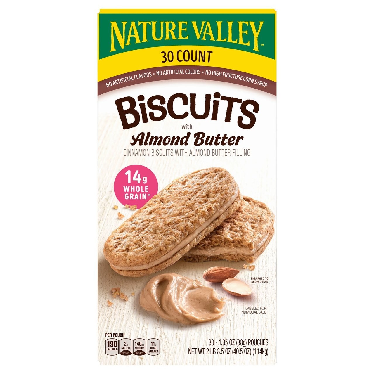 Nature Valley Biscuit Sandwich with Almond Butter 30 ct Fast Shipping