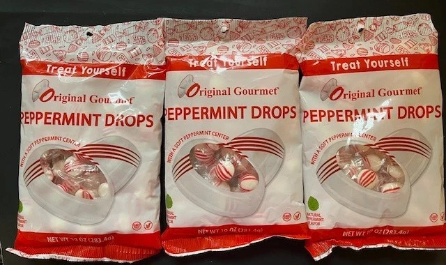 Original Gourmet PEPPERMINT DROPS Candy – Soft Peppermint Center- LARGE 10oz Bag